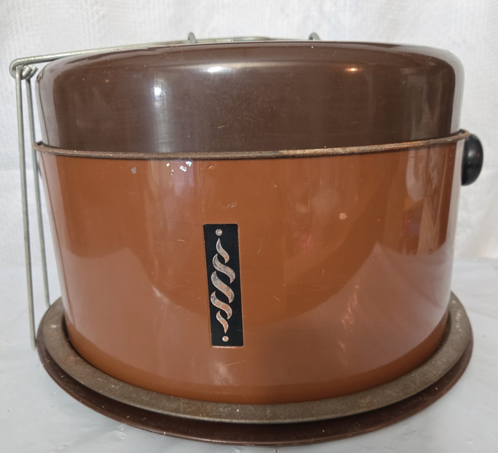 Vintage Locking Aluminum Cake and Pie Carrier Double Layer MCM Retro Clamp